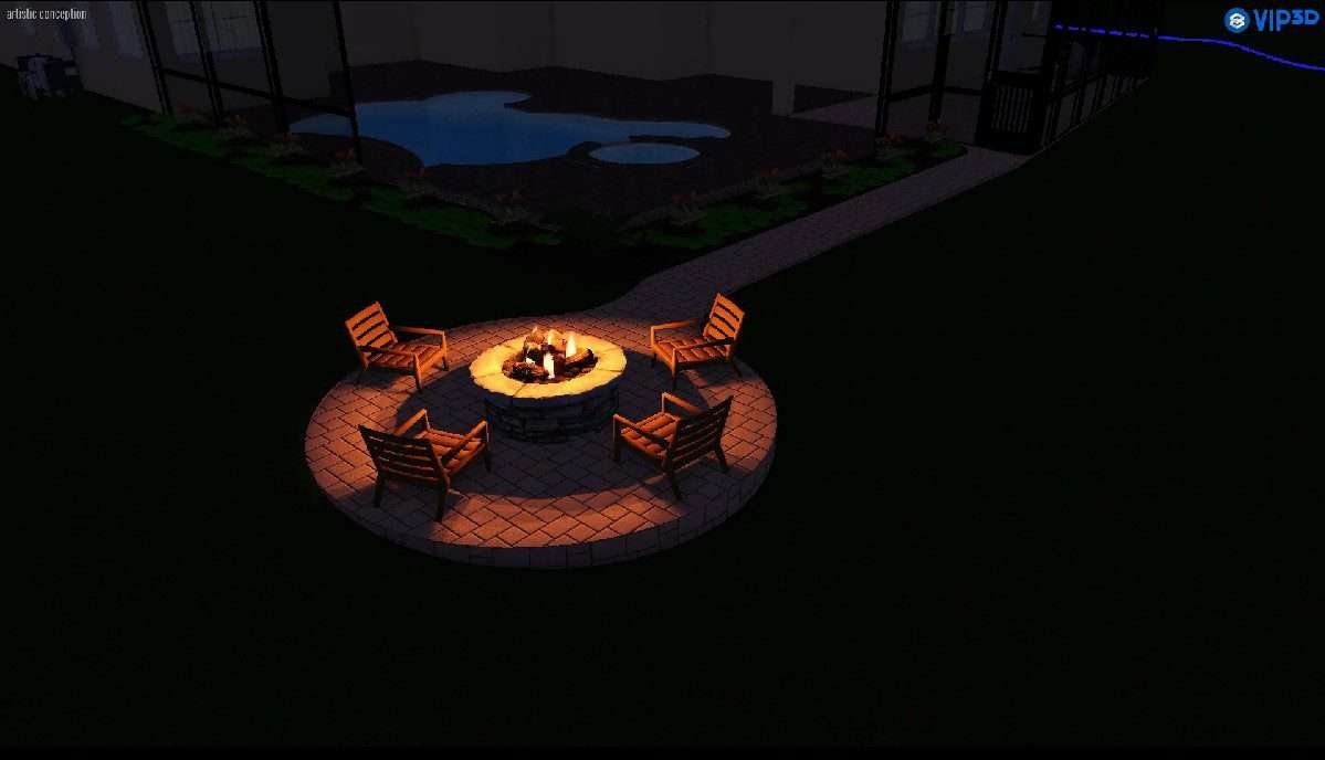 3D Fire Pit Landscaping